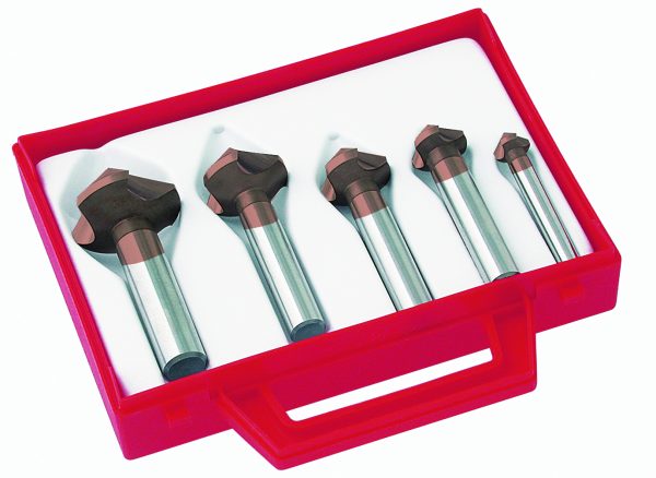 Kit 5 Countersinks 3 Flutes 90° HSS-CO8 + TIALN 10,4 - 16,5 - 20,5 - 25 - 31mm