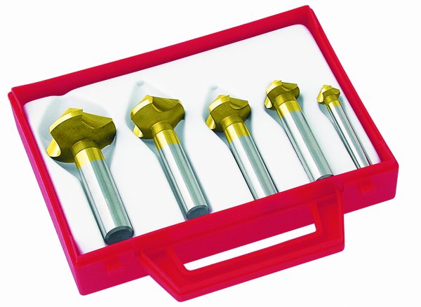 Kit 5 Countersinks 3 Flutes 60° HSS-CO + TIN 10,4 - 16,5 - 20,5 - 25 - 31mm