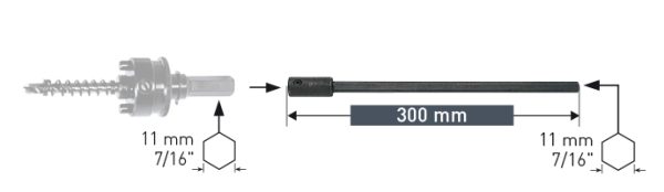 Extension 300mm for Holder 7/16 for Hole Saw